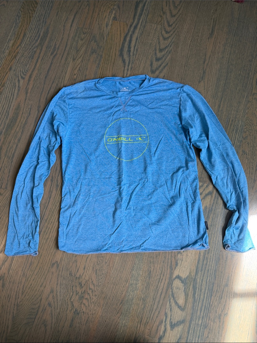 O'Neill Kids Long Sleeve Swim Tee in Blue with Yellow Logo